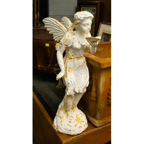 72 - PAIR OF WHITE CAST IRON FAIRIES 50H CM