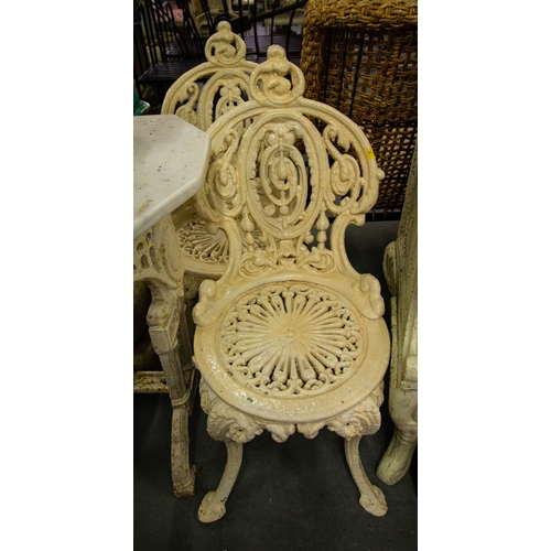 81 - SET OF 4 WHITE CAST IRON GARDEN CHAIRS