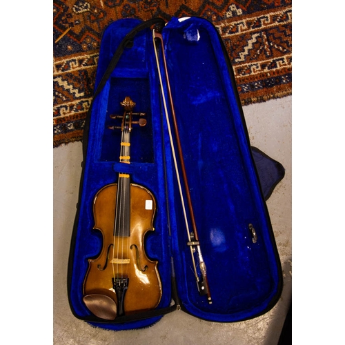 131 - 3/4 STUDENT VIOLIN, BOW + CASE