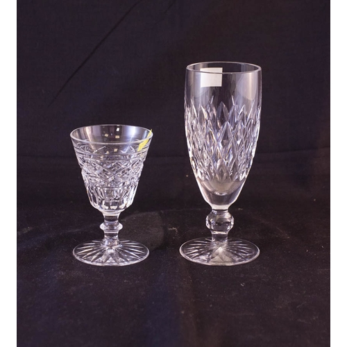 189 - PAIR OF WATERFORD CRYSTAL BOYNE FLUTES + 6 WATERFORD CRYSTAL SHERRY GLASSES