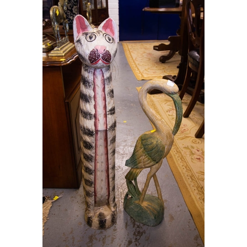 202 - CAT FIGURE 80CM + FLAMINGO (RESIN)