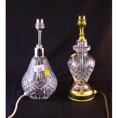 215 - 2 WATERFORD CRYSTAL TABLE LAMPS