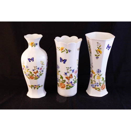 231 - 5 AYNSLEY VASES, CLOCK + MISC GLASS