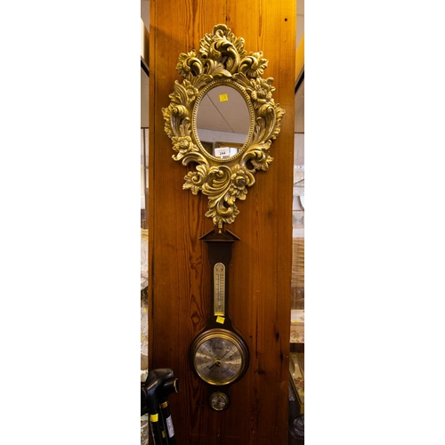 244 - ORNATE MIRROR + BAROMETER