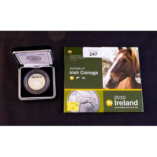 247 - 2010 ANIMALS OF IRELAND COINS + MILLENNIUM SILVER PROOF POUND COIN