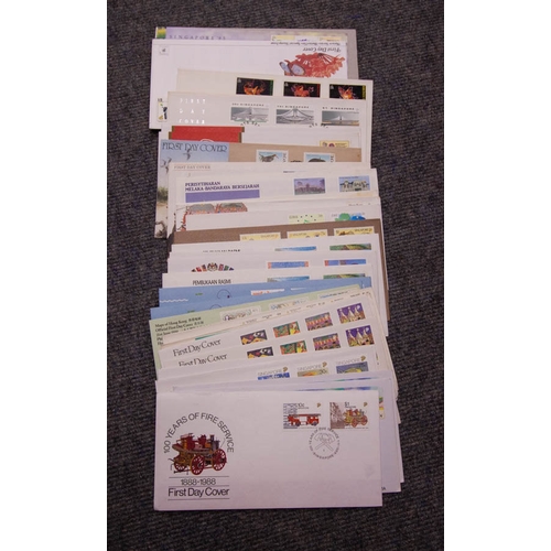 261 - LARGE COLLECTION OF STAMPS + FIRST DAY COVERS. FROM SINGAPORE AND MALAYSIA APPROX 200