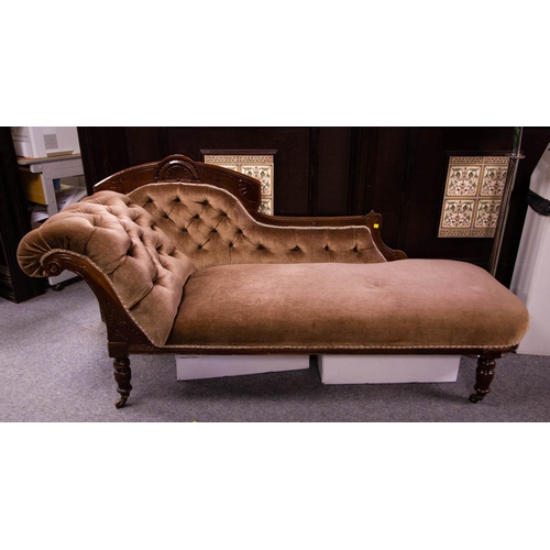 274 - EDWARDIAN BUTTON BACK CHAISE LONGUE 185L X 64D CM