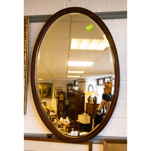 285 - INLAID OVAL BEVELLED MIRROR