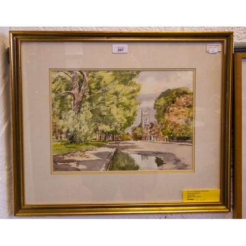 297 - 2 PAINTINGS BY Tom Nisbet (1909-2001). WOODLAND BRIDGE SCENE.WATERCOLOUR .28 C 38CM. SIGNED + TOM NI... 