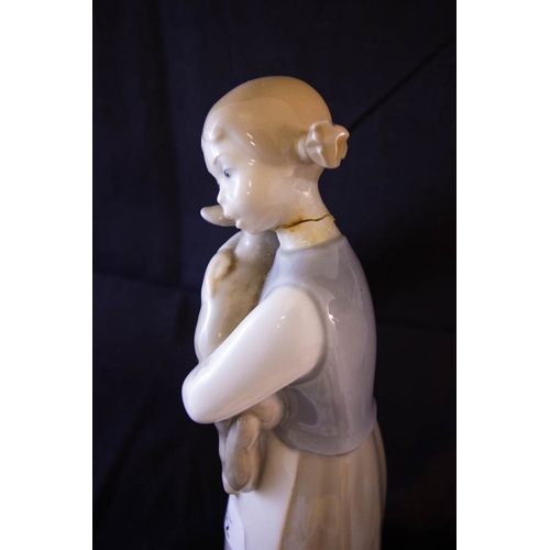 72 - 2 LLADRO FIGURES AF, 3 PIECES OF BELLEEK, BELL + CRUCIFIX