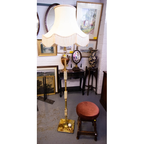 76 - VINTAGE STANDARD LAMP + STOOL