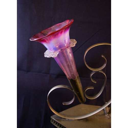 83 - RUBY FRILL JUG, EPERGNE + CANDELABRA