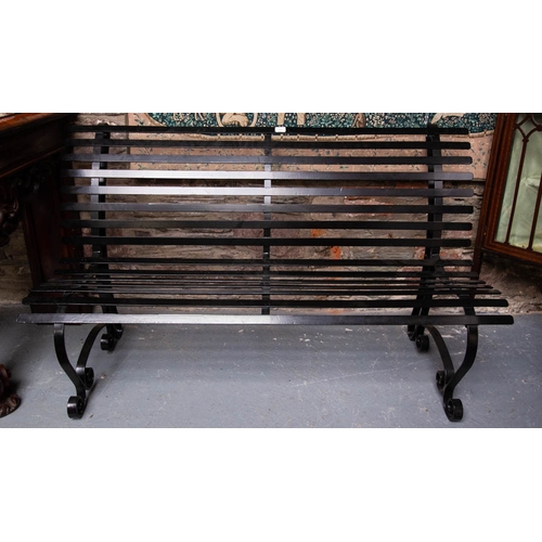 111 - FORGED STEEL POWER COATED GARDEN SEAT. 150 CM LONG