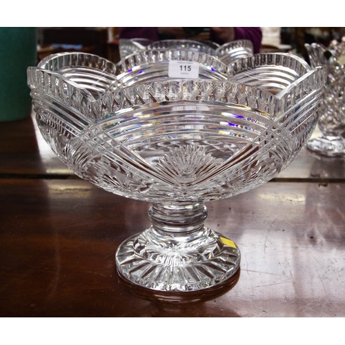 115 - WATERFORD CRYSTAL LARGE SCALLOPED FOOTED BOWL 22H CM