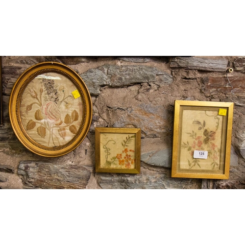 125 - 4 FRAMED SILK EMBROIDERIES