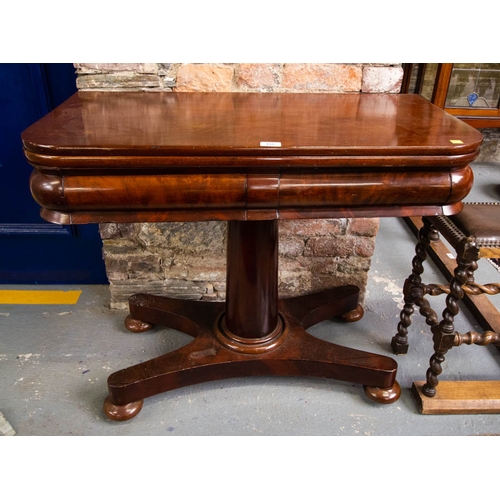 137 - VICTORIAN FOLD OVER TEA TABLE ON PLATFORM BASE 91W X 45D X 75H CM