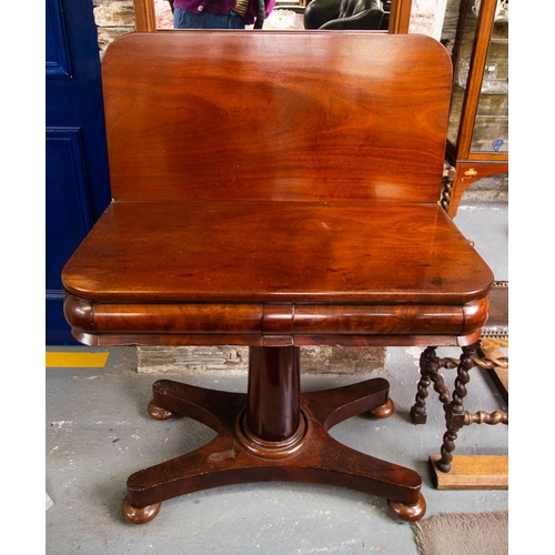 137 - VICTORIAN FOLD OVER TEA TABLE ON PLATFORM BASE 91W X 45D X 75H CM