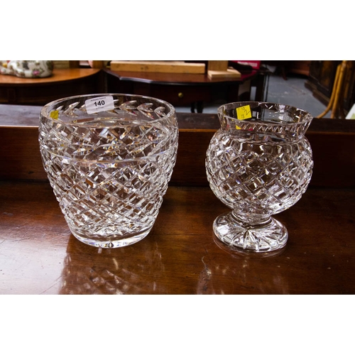 140 - WATERFORD CRYSTAL ICE BUCKET + FOOTED VASE