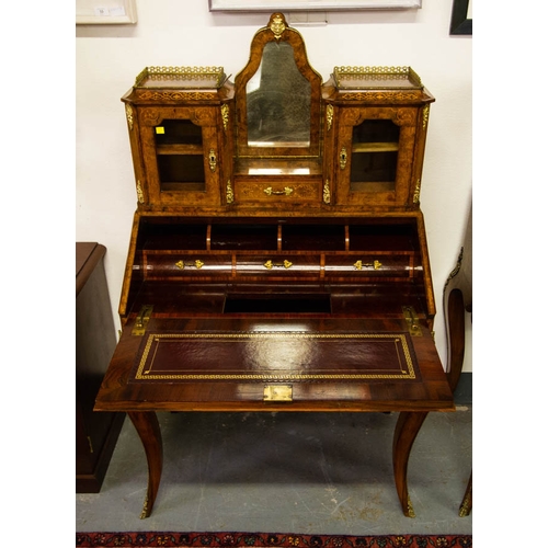 145 - PAIR OF FRENCH BIRR WALNUT BONHEUR DE JOUR LADIES WRITING DESK WITH ORMOLU MOUNTS, CIRCA 1860 90W X ... 