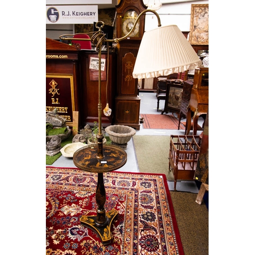 150 - BRASS GALLERY ORIENTAL TABLE WITH READING LAMP 38D X 160H CM