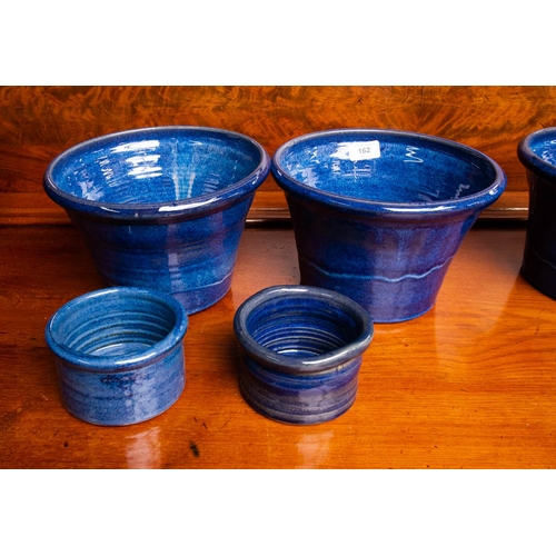 162 - 2 GLAZED POTTERY BOWLS/ICE BUCKETS + 2 COASTERS