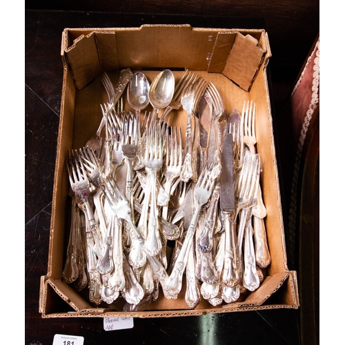 168 - ASSORTED SILVER PLATED FISH FORKS + KNIVES