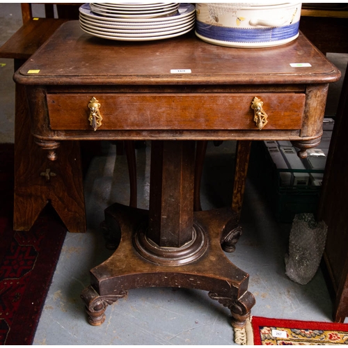 169 - WILLIAM IV MAHOGANY OCCASIONAL TABLE WITH DRAWER 62W X 48D X 73H CM