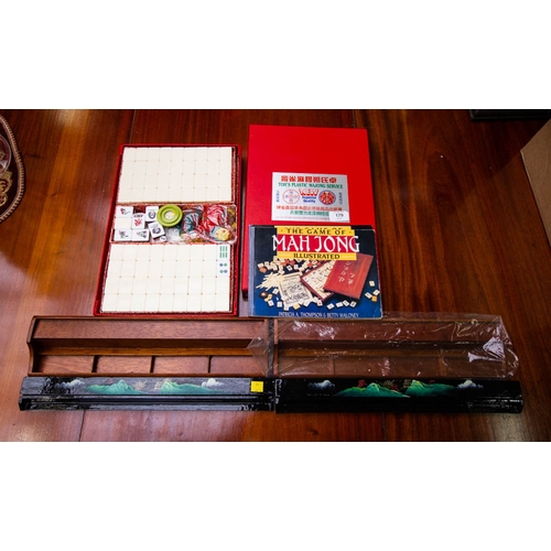 179 - MAH JONG GAME + 2 LACQUER HOLDERS + 2 TIMBER HOLDERS