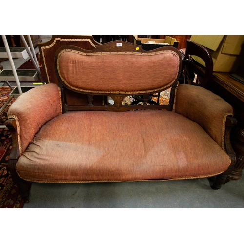 183 - INLAID SHAPED BACK SETTEE AF. 140 CM LONG