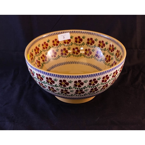 233 - MEDIUM MOSS POTTERY OLD ROSE BOWL 28W X 14H CM