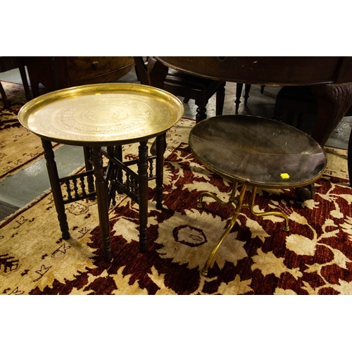 238 - BRASS SIDE TABLE + BENARES TABLE