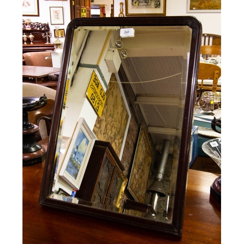 241 - ANTIQUE MAHOGANY FRAMED BEVELLED GLASS MIRROR 40 X 56CM