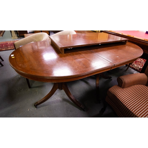 252 - INLAID MAHOGANY DOUBLE TRIPOD TABLE 215L CM