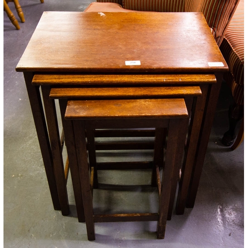 256 - NEST OF 4 MAHOGANY TABLES