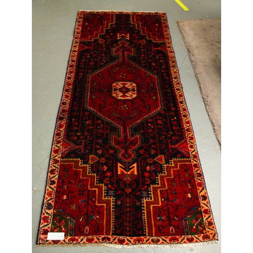 269 - CLARET GROUND PERSIAN RUNNER WITH FLORAL BORDER 240 X 97W CM