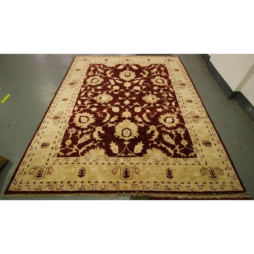 273 - CREAM AND RUST GROUND MODERN RUG 300 X 240