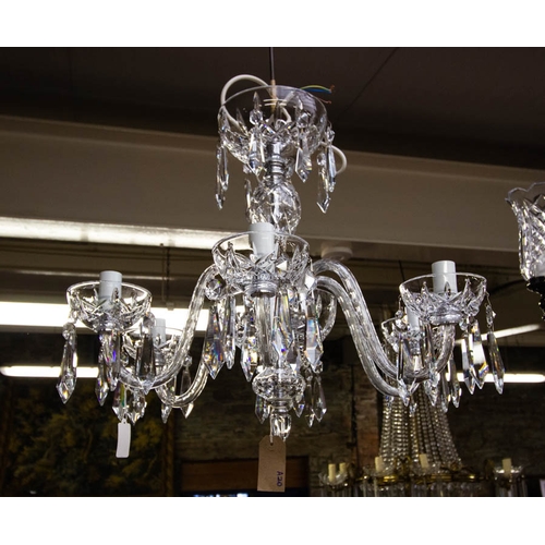 280 - WATERFORD CRYSTAL 6 BRANCH CHANDELIER. 55 CM DROP