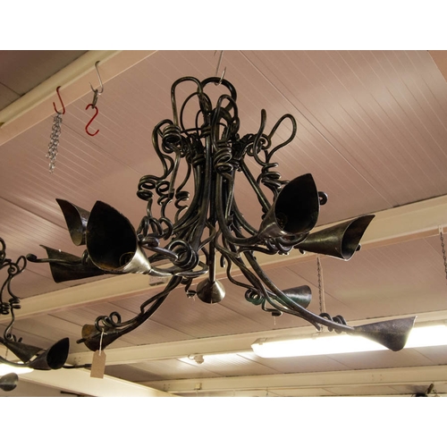 285 - 9 BRANCH HEAVY METAL LIGHT FITTING. 90 CM DRTOP