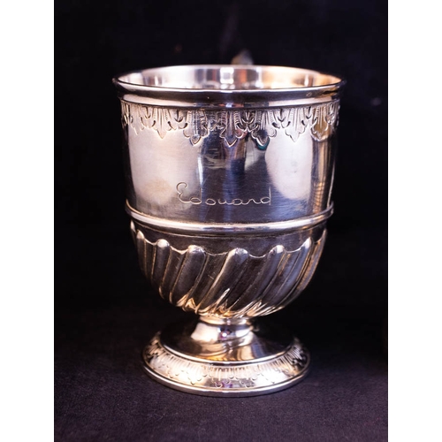 295 - SILVER CHRISTENING MUG ENGRAVED 