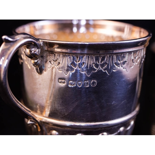 295 - SILVER CHRISTENING MUG ENGRAVED 