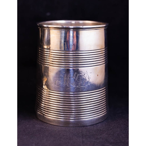 295 - SILVER CHRISTENING MUG ENGRAVED 