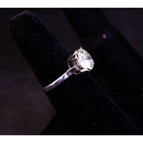 302 - SUPERB OLD CUT DIAMOND SOLITAIRE RING SET IN PLATINUM - 3CT TOTAL DIAMOND VVS1 H/I COLOUR. SIZE N.