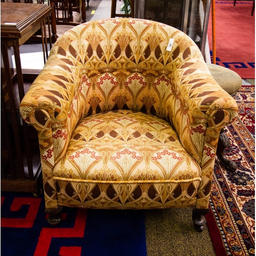 308 - UPHOLSTERED TUB CHAIR IN LIBERTY STLYE FABRIC