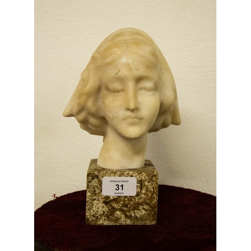 31 - MARBLE BUST OF LADY 22H CM