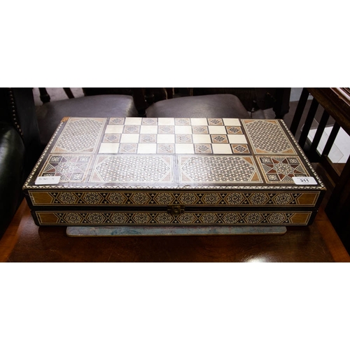 311 - EASTERN INLAID FOLDING GAMES BOX AF. 50 X 25 X 10 CM HIGH