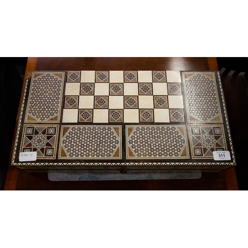 311 - EASTERN INLAID FOLDING GAMES BOX AF. 50 X 25 X 10 CM HIGH