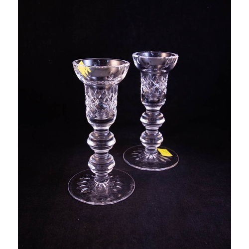 319 - PAIR OF WATERFORD CRYSTAL CANDLESTICKS + 2 SUGAR + CREAM