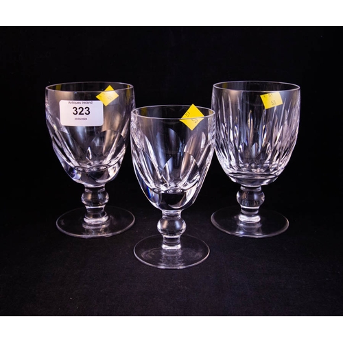 323 - 4 WATERFORD CRYSTAL SHEILA GLASSES (1 AF) + MAUREEN GLASS