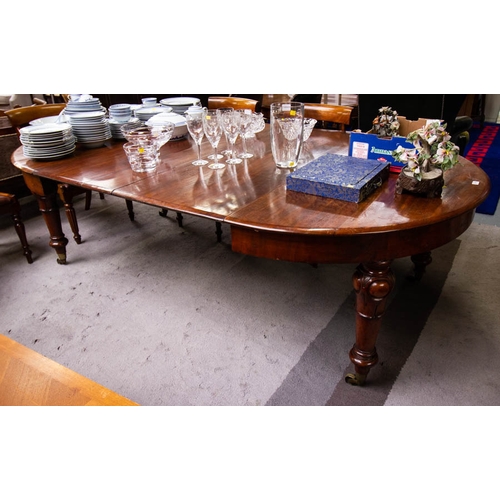 334 - ANTIQUE MAHOGANY DINING TABLE + 2 LEAVES - AF. 140 X 240 CM