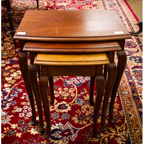 337 - NEST OF 3 MAHOGANY TABLES